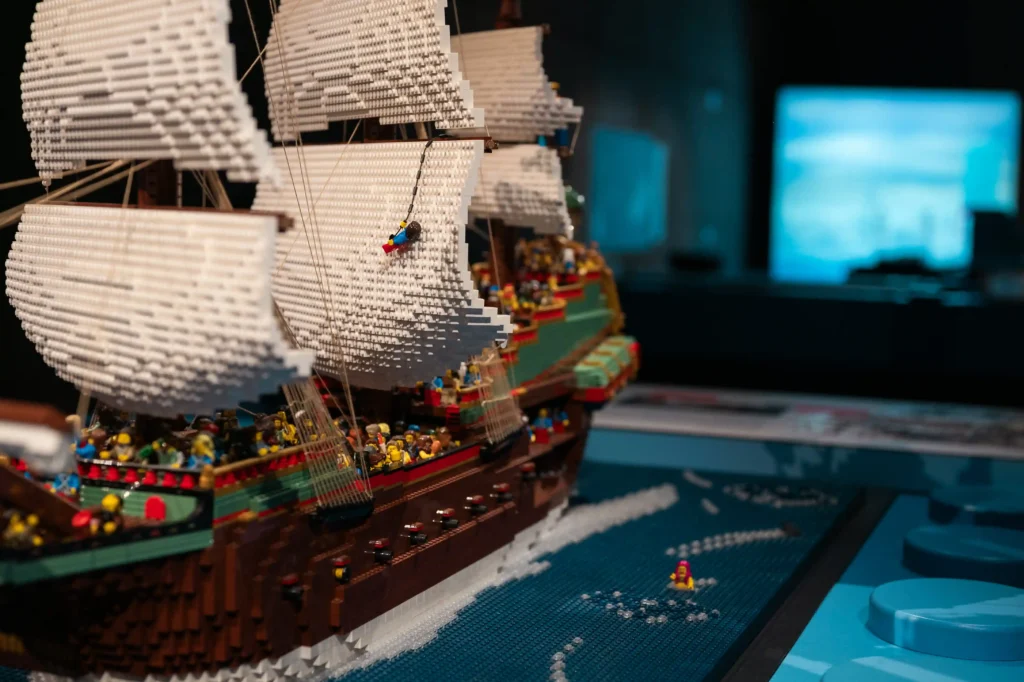 Brick by brick: Titanic’s tragic sinking recreated in a stunning 12,847-piece Lego model by Ryan McNaught, part of the 'Brickwrecks' exhibition at Historic Dockyard, Chatham.