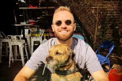 A devoted dog owner spends £500 a month on his Border Terrier, Bruce, including holidays abroad, £160 grooming sessions, and an £800 birthday party, calling him his "pride and joy."