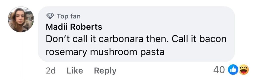 Social media comment on the post of Jamie Oliver has sparked outrage among Italians by adding mushrooms to his carbonara, with critics insisting his twist on the classic dish should be called something else.