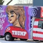 Woman's reaction to neighbor's Trump-themed truck goes viral - with bold decorations featuring Taylor Swift and Trump, the vehicle sparks heated debate online.