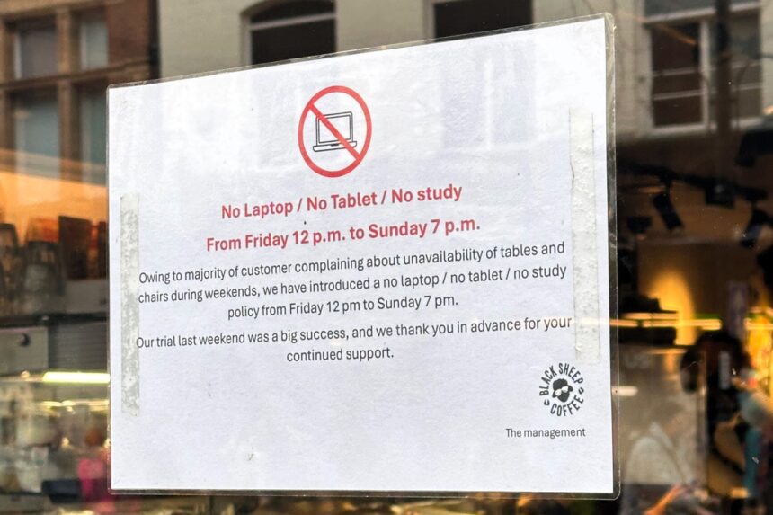 Black Sheep Coffee in Reading bans students from studying on weekends after complaints about table availability. The decision sparks mixed reactions online.