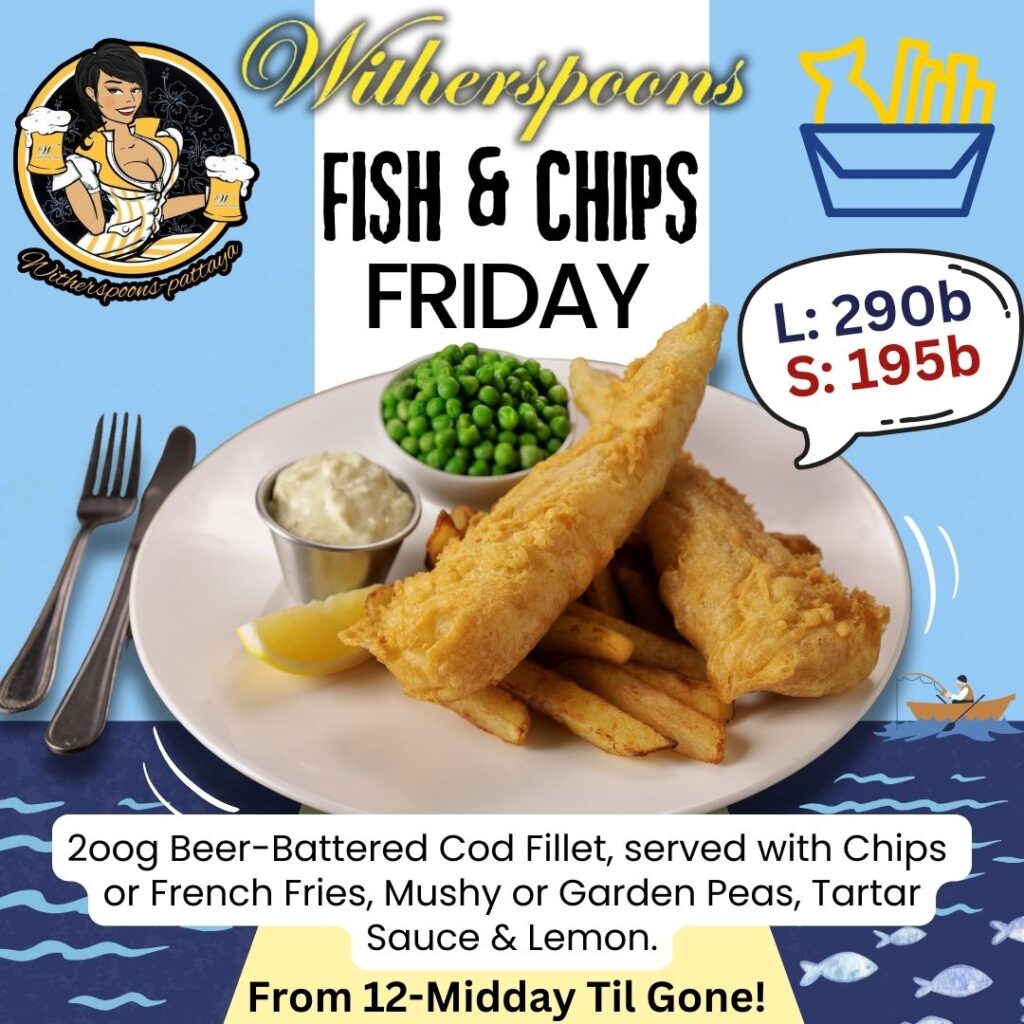 Witherspoons in Pattaya, Thailand, offers Brits a taste of home with fish and chips for just £4.58 - cheaper than a UK pint. The budget-friendly pub is a hit abroad.