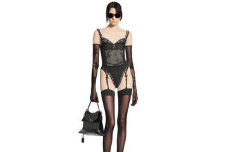 Balenciaga is being mocked for its £4,490 lingerie-style "pantaleggings" - stockings with suspenders bizarrely attached to high heels, part of its Summer 2025 collection.