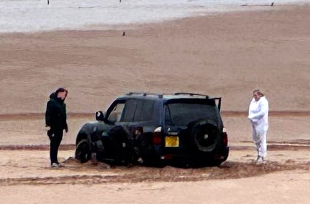 A driver has been slammed for getting their 4x4 stuck on Scotland's protected Lunan Bay beach, where it was engulfed by the tide, sparking outrage from locals.