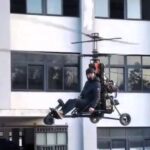 A 55-year-old aspiring pilot bought a £37,000 open-air helicopter and taught himself to fly - mastering the basics in just nine hours in Sichuan, China.