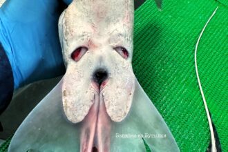 A deep-sea fisherman stunned social media by reeling in a bizarre fish with a droopy face resembling a Basset Hound - leaving followers both amazed and amused.