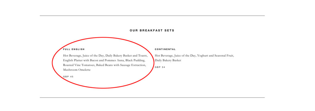 A London restaurant at the Four Seasons Hotel is charging £9 for a cup of Earl Grey tea, with other eye-watering prices including £8 coffee, £20 eggs, and £470 Beluga caviar.