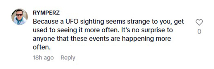 Social media comment on the post of A suspected UFO with flashing lights was spotted hovering over a beach in Antofagasta, Chile, sparking debate online as locals dismiss airport runway theories.