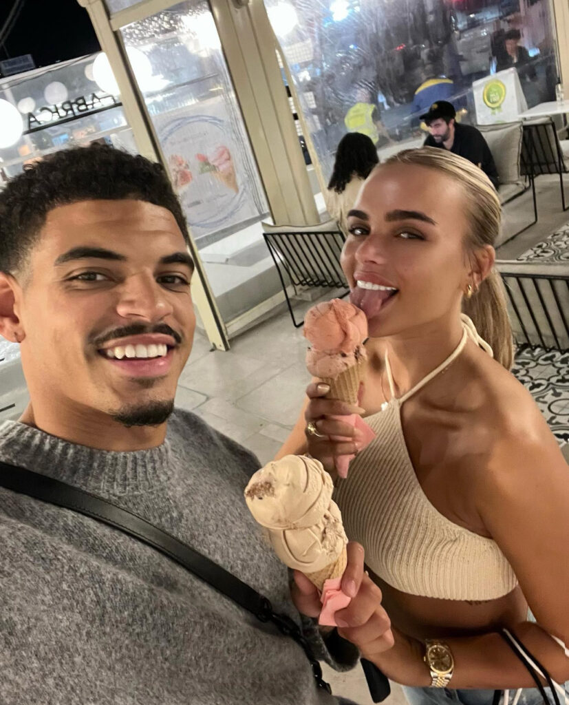 Premier League star Morgan Gibbs-White and girlfriend Britney De Villiers sat on the train floor during a last-minute London trip, despite his £80k-a-week salary.