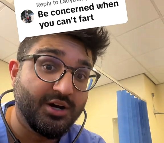 NHS GP Doctor Sooj reveals not farting could mean a dangerous bowel obstruction - a surgical emergency with symptoms like pain, vomiting, and severe bloating.