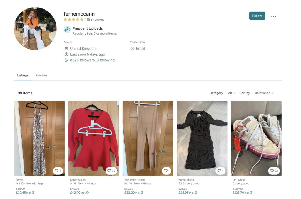 Ferne McCann is selling second hand clothes on Vinted from just £6, including designer pieces, despite having a £3m net worth and a high-profile TV career.