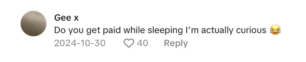 Social media comment on the post of Flight attendant Esther Sturrus shares top travel tips like booking quiet seats and packing a scarf - plus reveals cozy crew nap spots on long haul KLM flights.