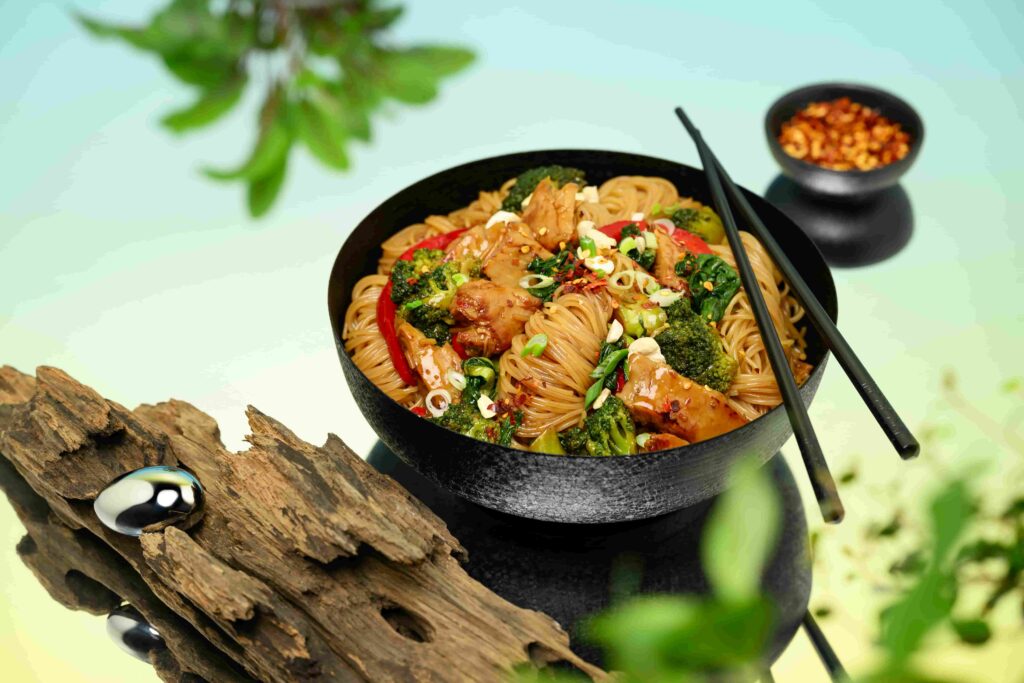 What future meals may look like by 2050 - from 3D printed dishes to kelp noodles and food-growing clothes - as climate change reshapes our diets.