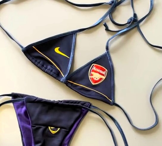 UK brand Sourtai turns old football shirts into bikinis for £65 - letting fans sport their team colors on the beach with custom swimwear made from Premier League kits.