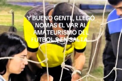 An amateur ref in Argentina paused a match to review a foul using VAR on a mobile phone handed to him by a woman smoking, delivering a decision with no protests.