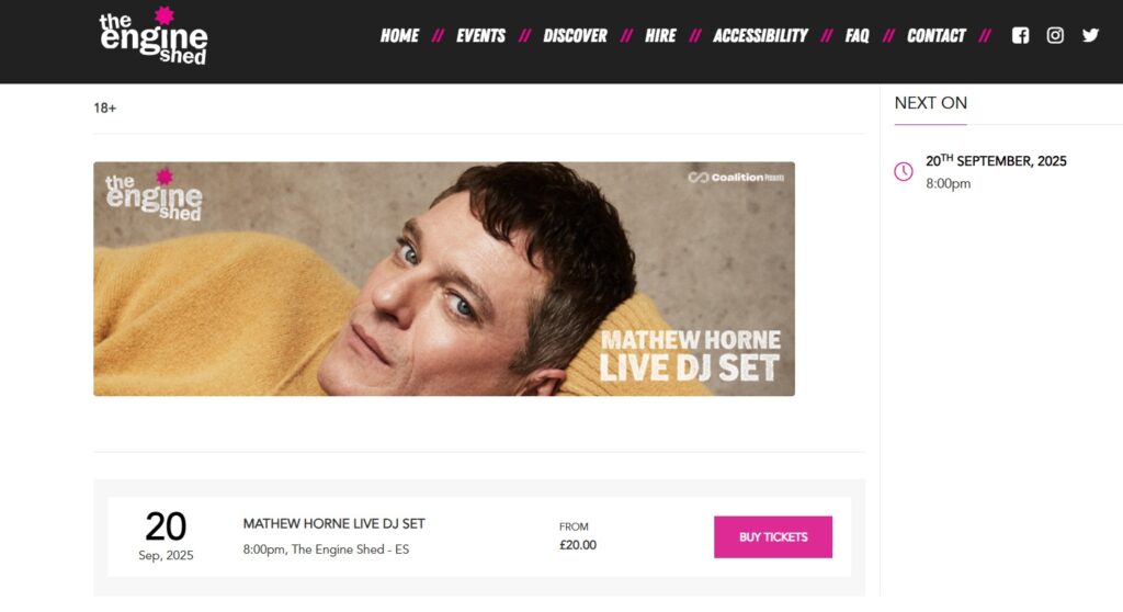Gavin and Stacey star Mathew Horne is swapping acting for DJing with a £20-a-head indie set at the University of Lincoln's Engine Shed on 20 September.