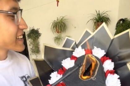 Joshuar Loa’s fiery love proposal backfired when his bouquet burst into flames while revealing a hidden message, leaving his crush laughing and the internet in stitches.
