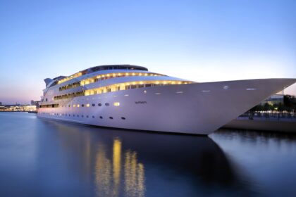 Stay aboard a superyacht hotel in London for just £122 a night - Sunborn offers luxury rooms, gourmet dining, and views of the O2 and City Airport from the dock.