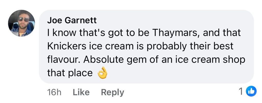 Social media comment on the post of A cheekily named Knickers ice cream is turning heads in Retford - the £3.95 treat blends peanut, caramel and chocolate in a nod to the classic Snickers bar.