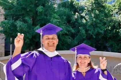 Brandi and Kyle Fields earned their master's degrees together at Texas Christian University, marking a heartwarming Mother's Day weekend milestone for the proud mother and son duo.