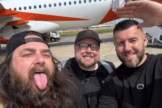 A rowdy Brit stag do forced an easyJet flight to divert after two men vaped, drank heavily and abused staff - prompting police to storm the plane and remove them.