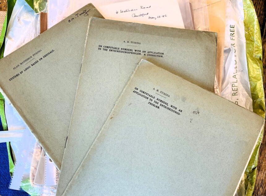 Rare Alan Turing papers, including his PhD thesis and groundbreaking computing works, rescued from a loft, are expected to fetch over £100,000 at auction this June.