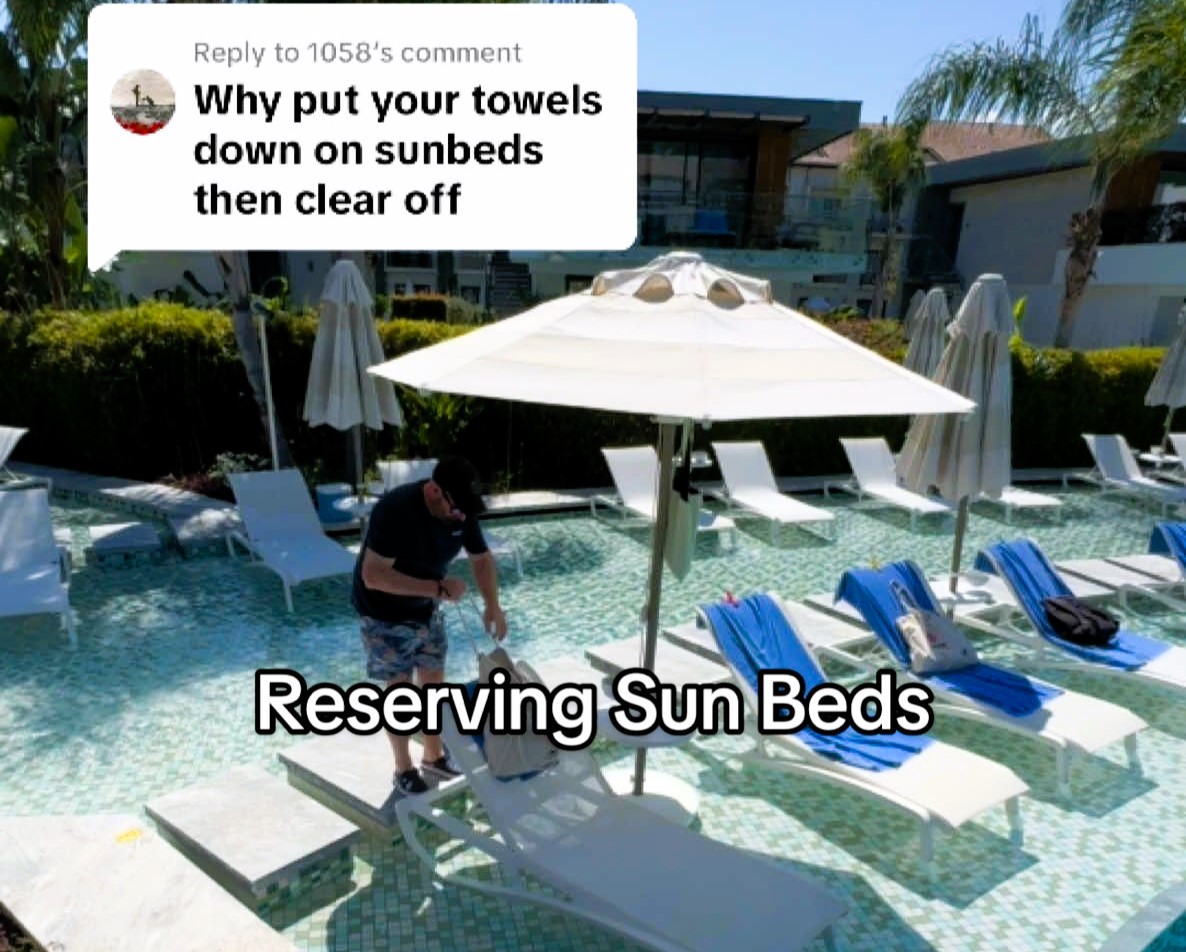 A Brit tourist sparked backlash after reserving sunbeds with towels before breakfast in Turkey but insists it’s harmless if done briefly and beds are left unused for hours.