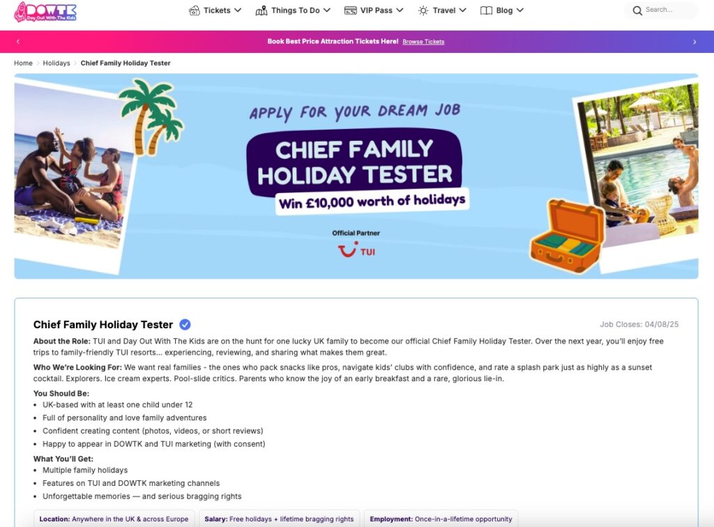 Dream job alert for UK families - test TUI holidays across Europe with £10,000 in free trips. Just have a child under 12 and a love for fun, food, and feedback.