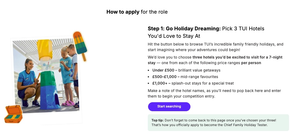 Dream job alert for UK families - test TUI holidays across Europe with £10,000 in free trips. Just have a child under 12 and a love for fun, food, and feedback.