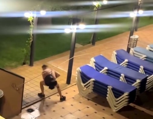 A group of British holidaymakers hilariously foiled a 2am sunbed-saving attempt in Spain by snatching towels left to reserve loungers seven hours before the pool opened.