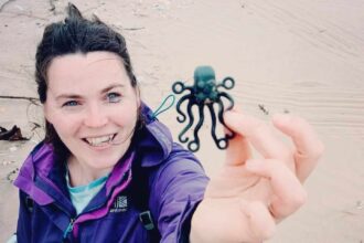 A rare Lego octopus lost in a 1997 cargo spill off Cornwall has been found in Wales by beachcomber Jenny Smith, marking the first reported sighting in the country.