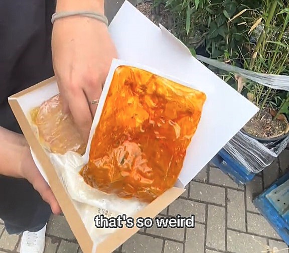 A woman’s £2.49 Too Good To Go bag from Morrisons left her queasy after discovering vacuum-sealed chicken tikka, but hash browns and sausages later saved the surprise meal.