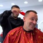 John Terry jumped out of his seat after his barber pranked him with a giant red comb mid haircut, leaving everyone in the shop, including fans online, in stitches.