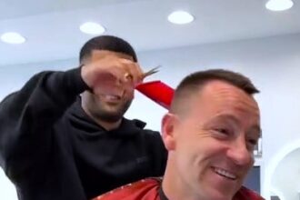 John Terry jumped out of his seat after his barber pranked him with a giant red comb mid haircut, leaving everyone in the shop, including fans online, in stitches.