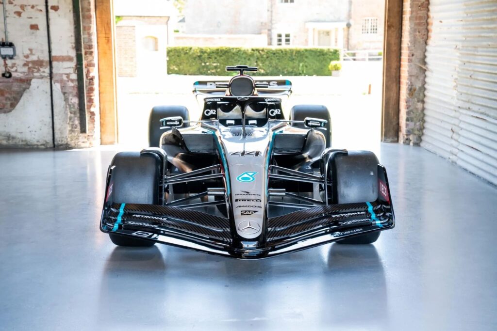 A life-sized replica of Lewis Hamilton’s 2024 F1 car is on sale for £20,000 in Dorset featuring carbon-fibre details, racing slicks and a full cockpit display.