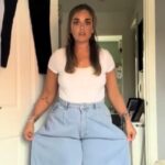 Mum left in stitches after £5 Vinted jeans turn out hilariously huge - TikTok clip of extra wide-leg denim sparks jokes about wind warnings and Willy Wonka.