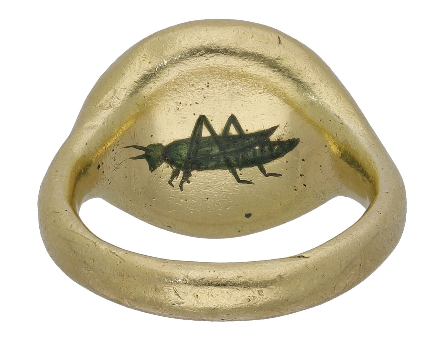 A rare Tudor ring gifted by financier Sir Thomas Gresham sold for £42,000, nearly five times its estimate, featuring a hidden grasshopper crest tied to royal loyalty.