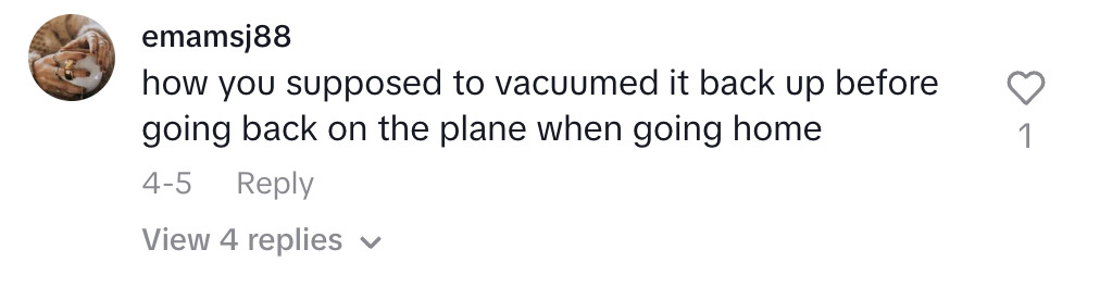 Social media comment on the post of Ryanair passenger Rob Adcock shares viral hack to pack 20kg of luggage for free using vacuum bags, avoiding baggage fees on a £15 flight with just a backpack.