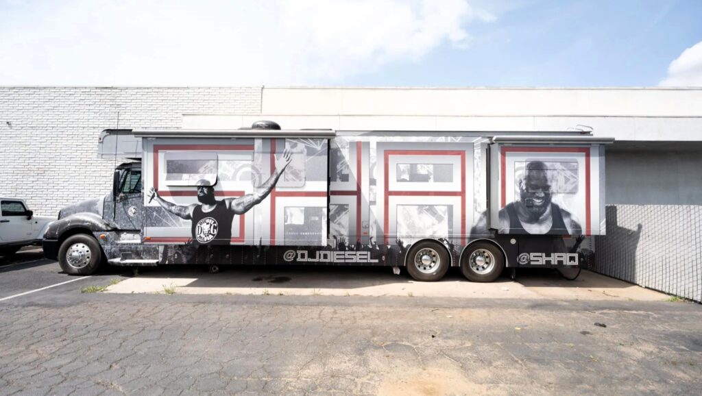 Shaquille O’Neal’s custom RV with a DJ station, arcade game and fireplace is up for grabs after bids hit £63,000 but failed to meet the reserve price.