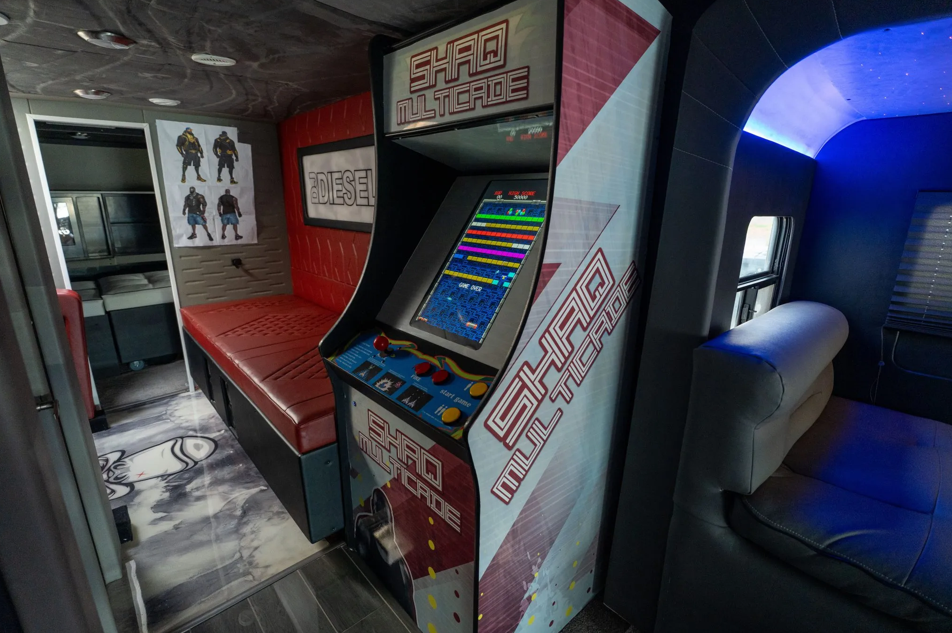Shaquille O’Neal’s custom RV with a DJ station, arcade game and fireplace is up for grabs after bids hit £63,000 but failed to meet the reserve price.