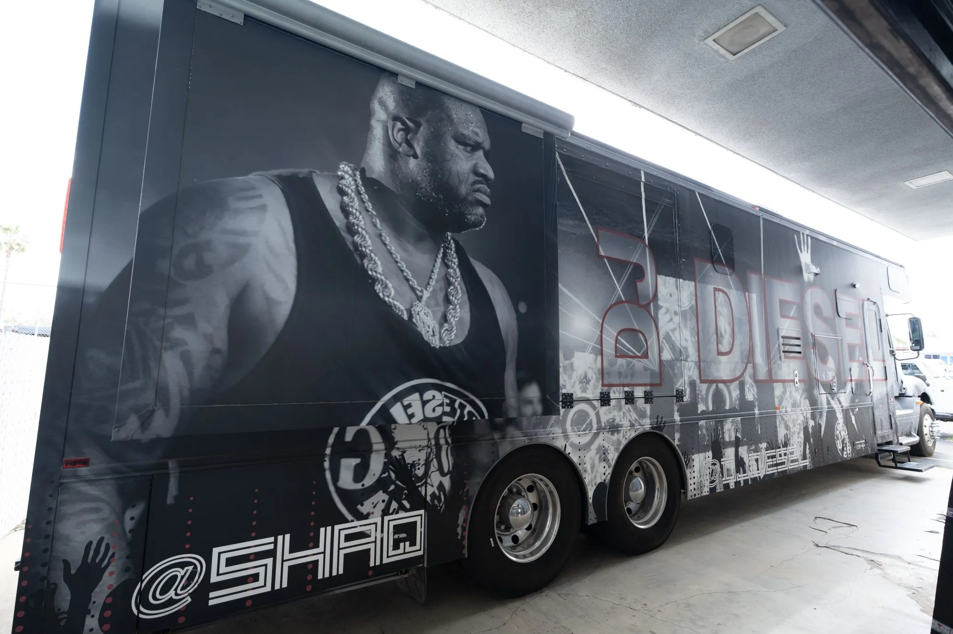 Shaquille O’Neal’s custom RV with a DJ station, arcade game and fireplace is up for grabs after bids hit £63,000 but failed to meet the reserve price.