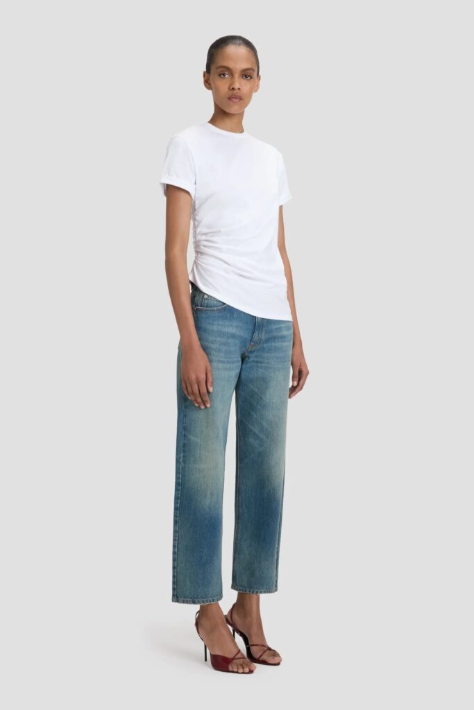 Victoria Beckham’s £540 outfit is being mocked for resembling Homer Simpson’s iconic look, with shoppers joking the white tee and blue jeans mirror the cartoon dad’s style.