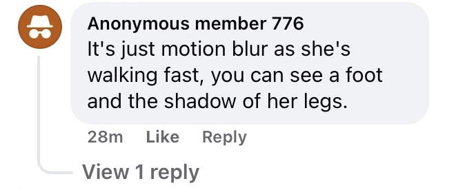 Social media comment on the post of A couple captured a mysterious legless figure in a late-night selfie and joked it looked like Corrie’s Vera Duckworth, sparking debate online over whether it’s a ghost or a blur.