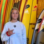 Robyn Larg, 18, becomes youngest British woman to surf Nazaré's 25ft waves in Portugal - joins brother Ben in conquering legendary Atlantic swells.