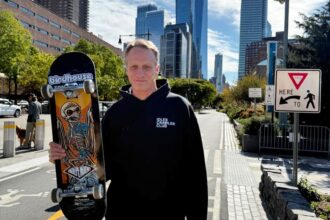 Tony Hawk’s iconic 900 skateboard from the 1999 X Games is up for auction and could fetch \$700,000, with proceeds helping fund skateparks in underserved communities.