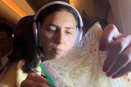 A woman went viral for making a salad with boiled eggs mid-flight, sparking social media outrage over airplane etiquette, but she insists her meal was odourless and discreet.