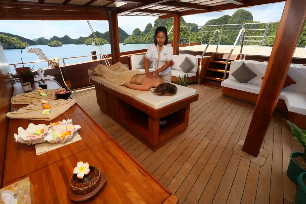Sail Indonesia aboard Lamima - the world’s largest wooden sailing yacht offering luxury, diving, wellness and bespoke expeditions from £159,000 per week plus tax.