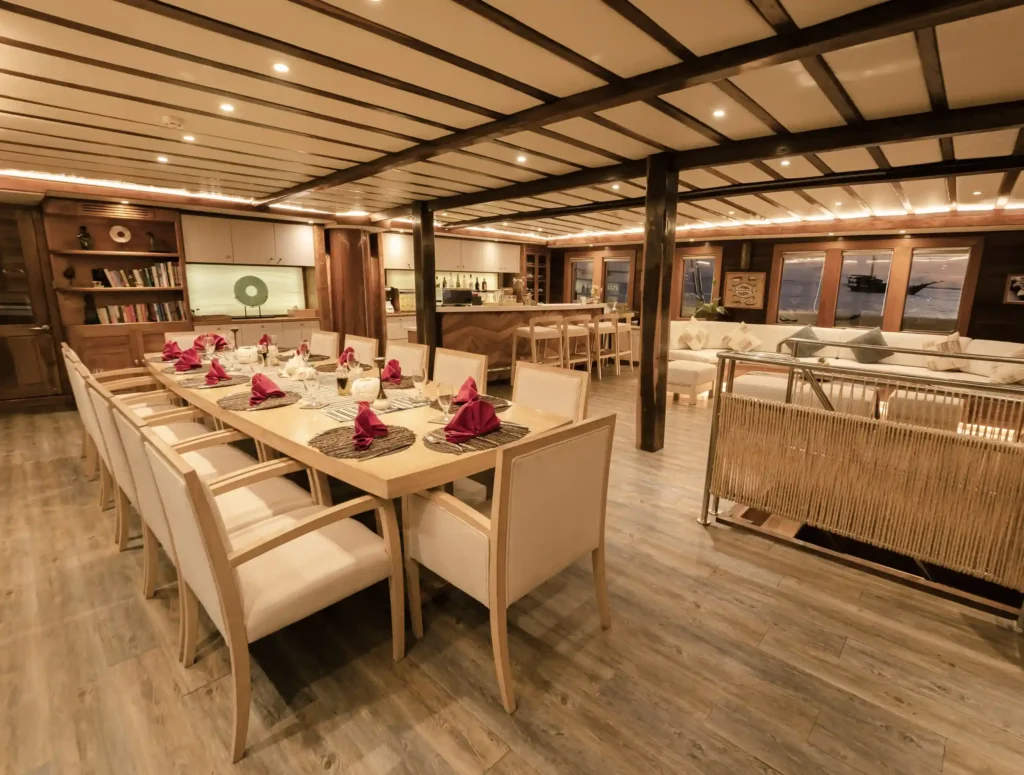 Sail Indonesia aboard Lamima - the world’s largest wooden sailing yacht offering luxury, diving, wellness and bespoke expeditions from £159,000 per week plus tax.