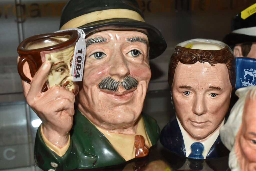 Over 300 rare character and Toby jugs collected over 25 years are up for auction in Lichfield, showcasing royalty, legends, and entertainers from across the centuries.