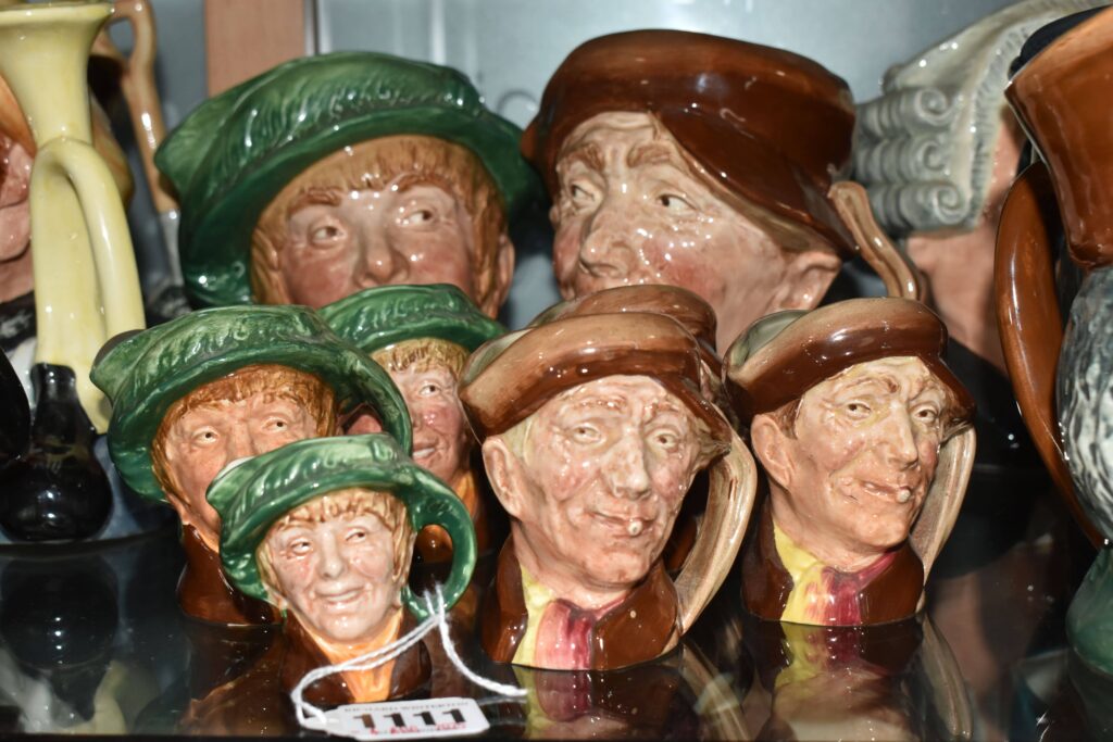Over 300 rare character and Toby jugs collected over 25 years are up for auction in Lichfield, showcasing royalty, legends, and entertainers from across the centuries.